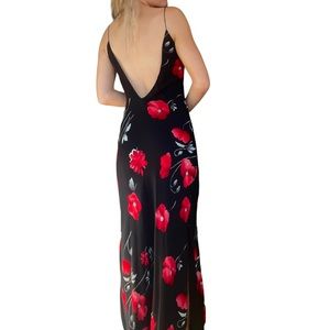Vintage black floral formal maxi dress